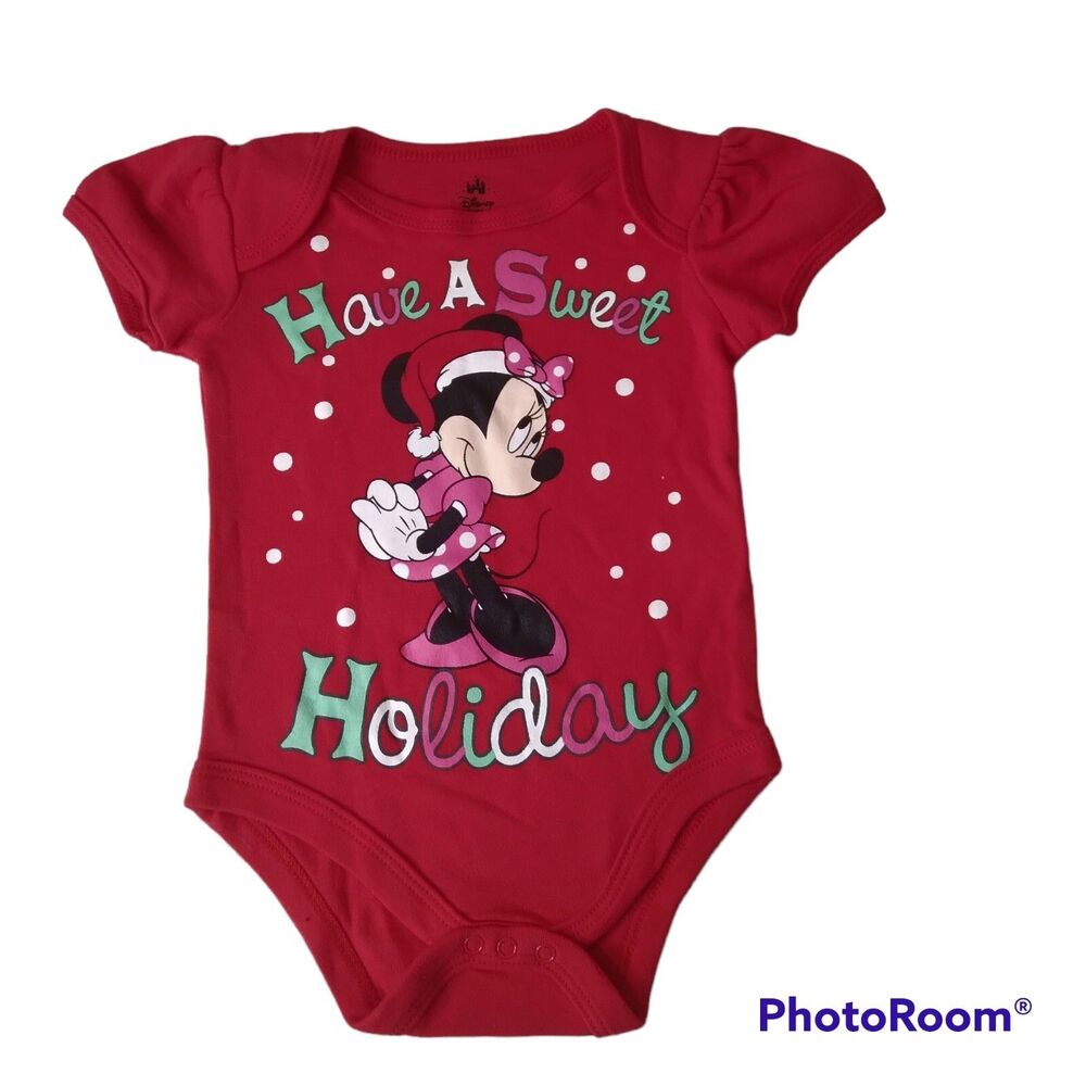 Disney Baby Minnie Mouse 3 6m Sweet Holiday One Piece Bodysuit Creeper Valentine